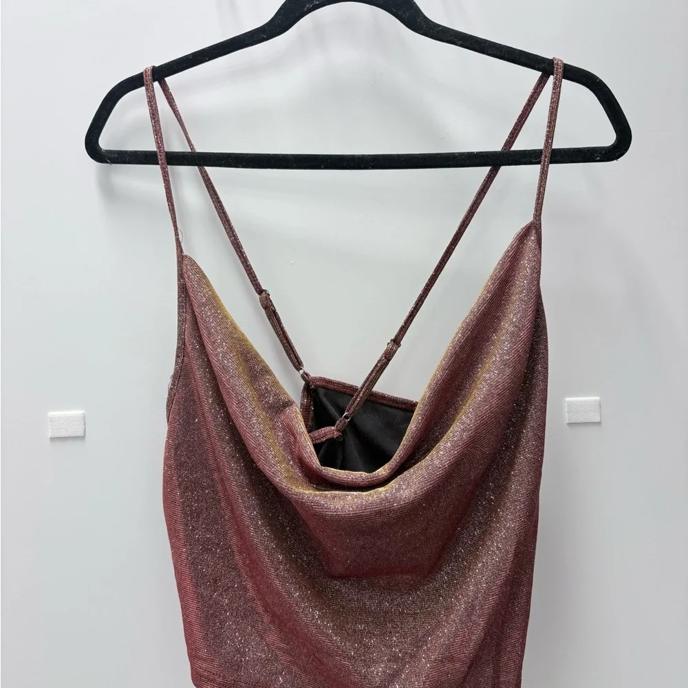 SHEIN Sz 2XL Two Piece Metallic Rose Top/Skirt
